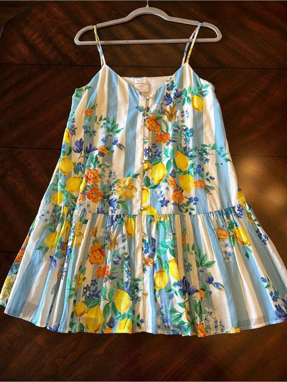 Sezane x Momoni Adelmina Blue & Yellow Lemon Print Sundress